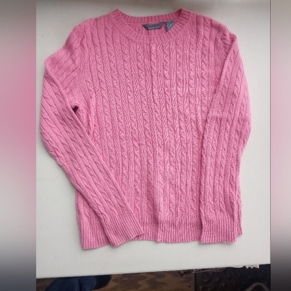Hillard & Hanson Sweaters - Hillard & Hanson Pink Cable-Knit Cashmere Blend Pullover Sweater, Size XL
